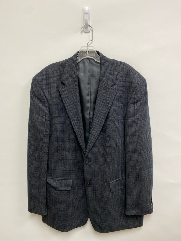 Oscar de la Renta Size 44L Gray Black Plaid Lambswool Men&
