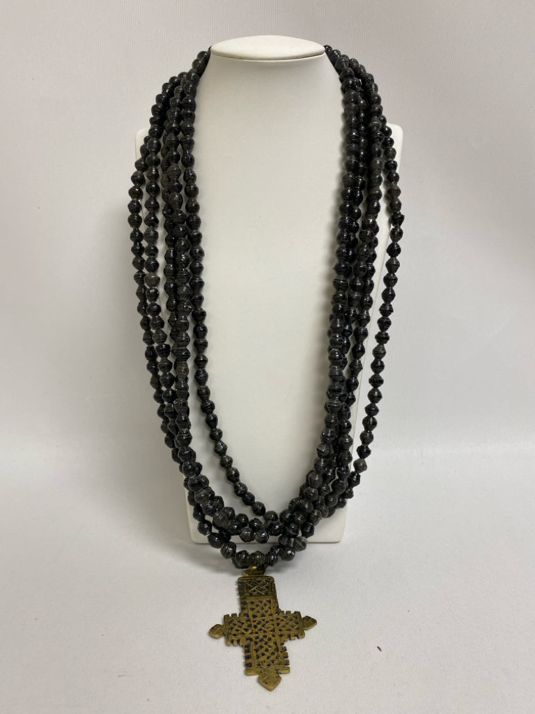 Gray Gold Color Cross Necklace