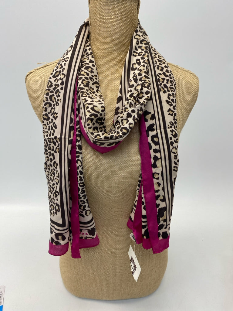 NWT Anne Klein Brown Fuchsia Animal Print Scarf