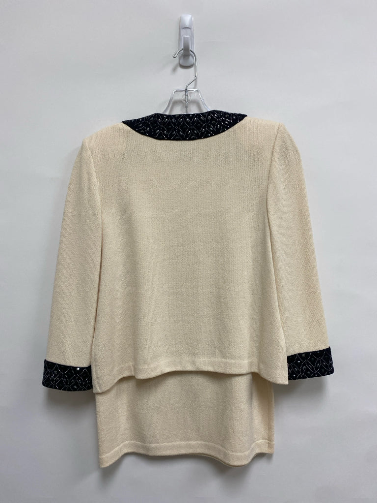 NWT St. John Evening Size 4 Ivory Black Wool Blend Ladies 2pc Skirt