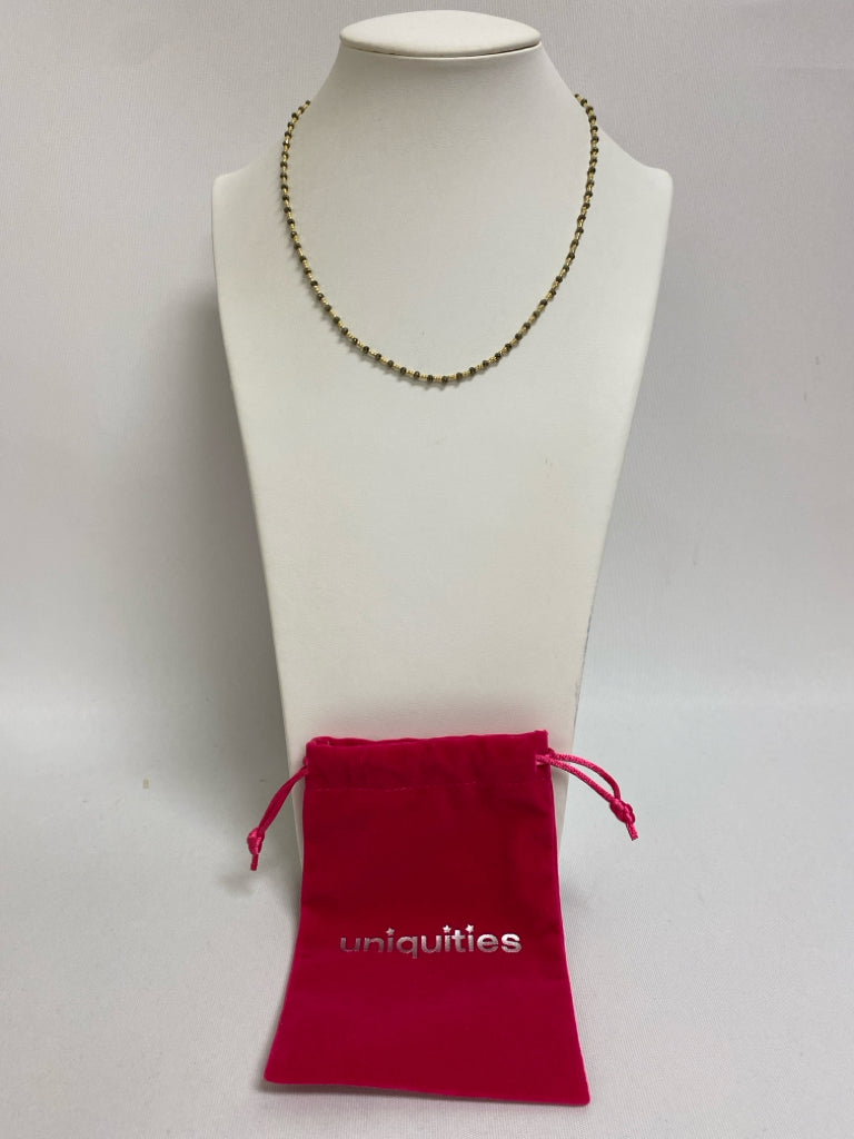 Gold Color Gray Beaded Necklace