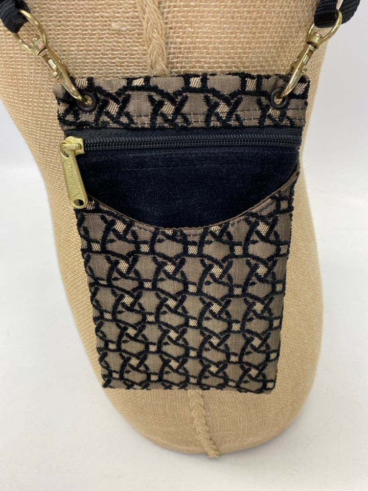 Brown Black Fabric Crossbody
