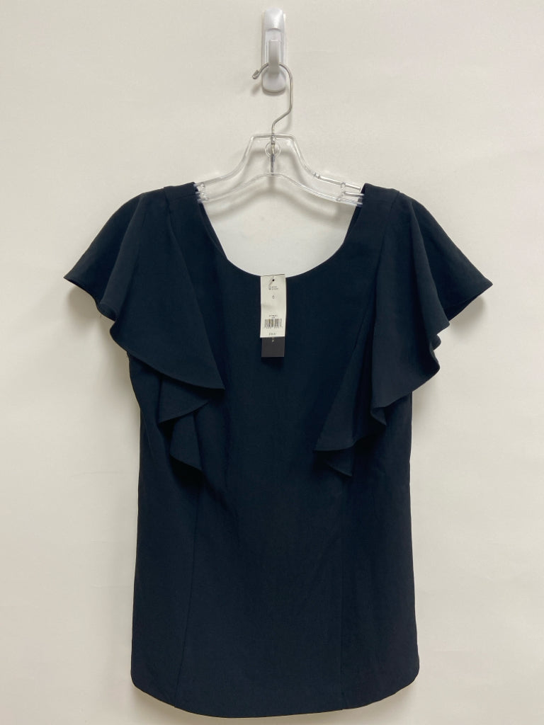 NWT Banana Republic Size 6 Black Ruffles Short Sleeve Ladies Top