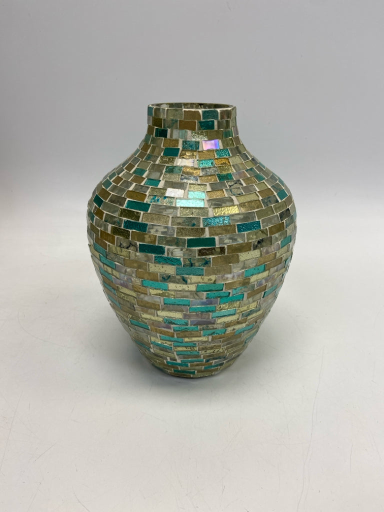Gold Turquoise Mosaic Vase