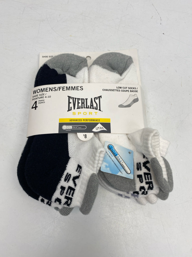 NEW/PKG Everlast White Gray/Black Socks