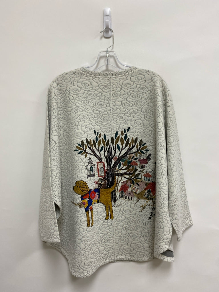 NWT Inoah Size OSFM Cream Multi Color Dogs/Cats Ladies Top