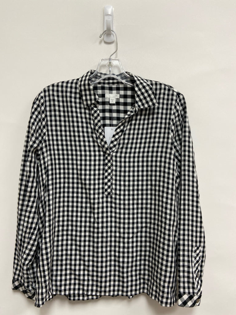 NWT J Jill Size XSP Black/White Checkered V Neck Petite Top