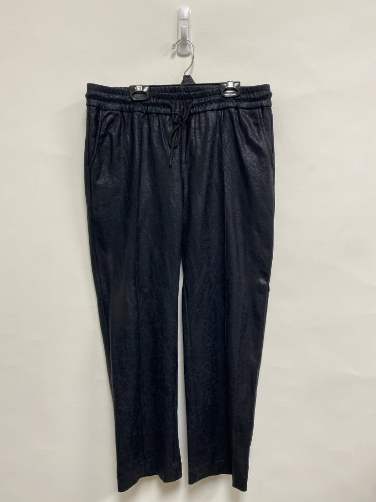 Liverpool Size L Black Cropped Faux Leather Ladies Pants