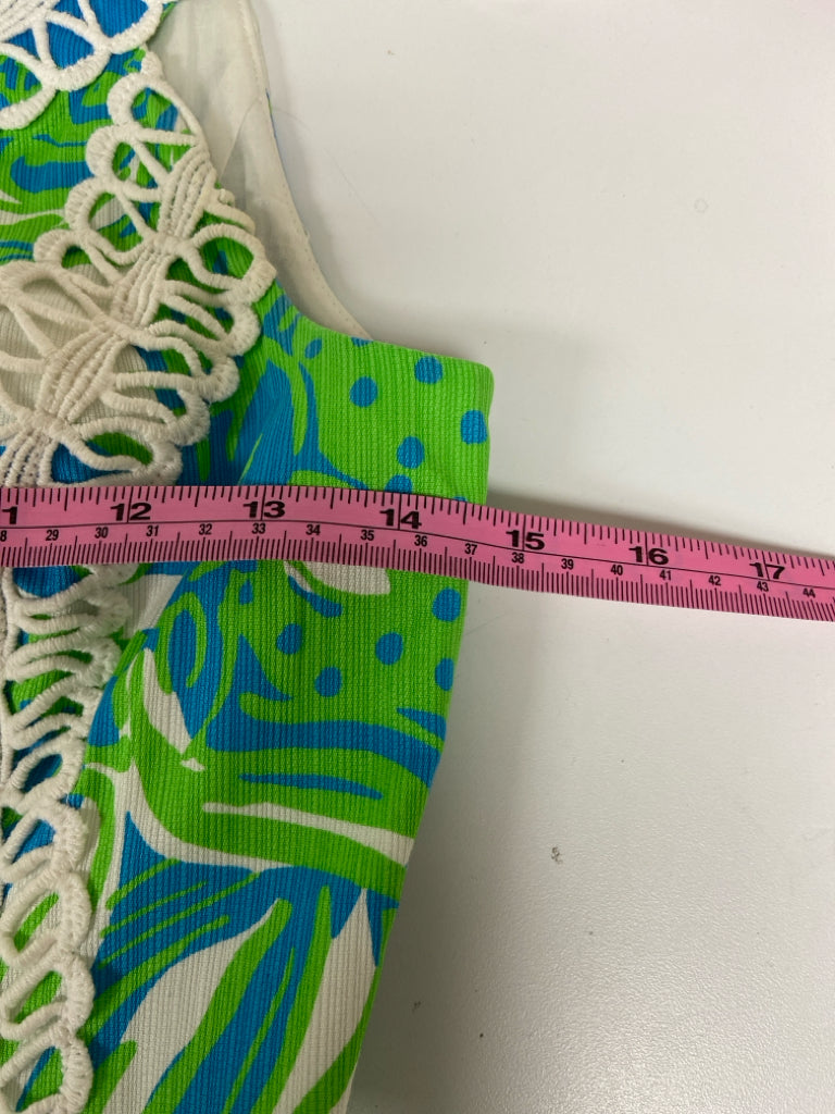 LILLY PULITZER Size 00 Blue/White Lime Green Maxi Ladies Dress