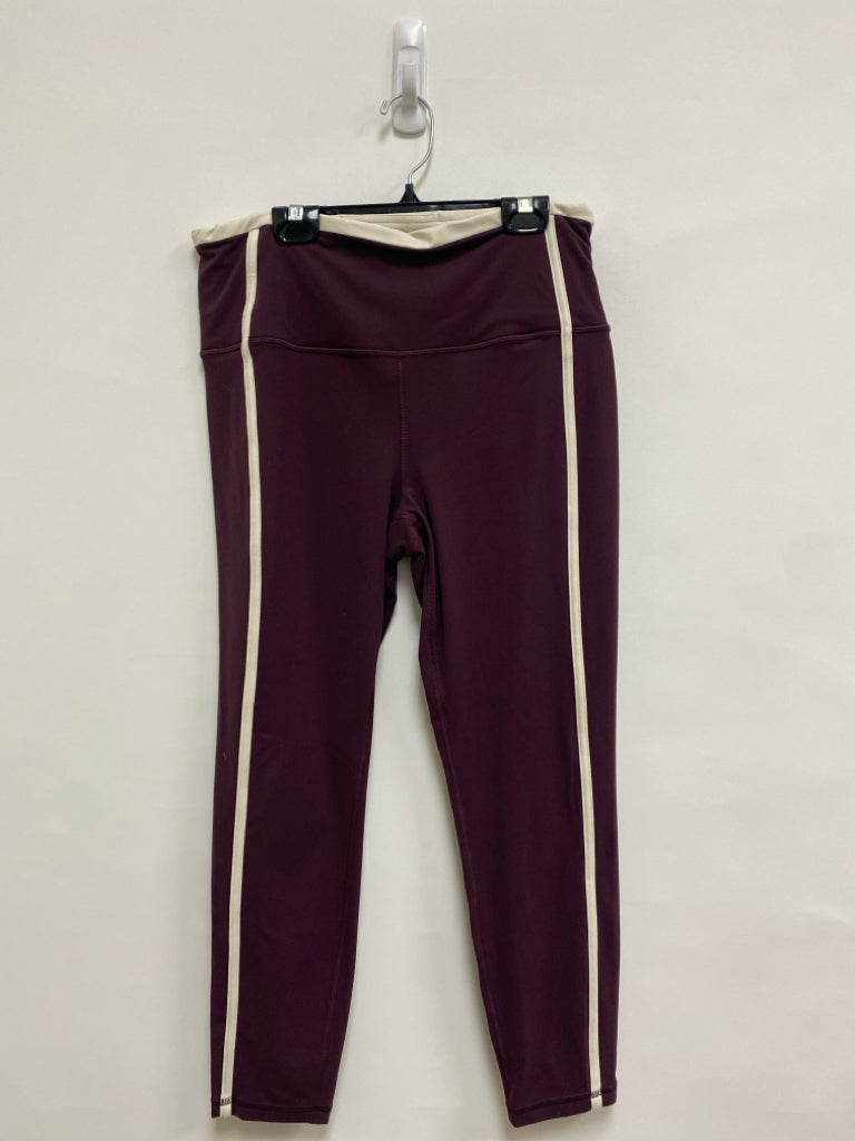 Athleta Size L Burgundy Cream Trimmed Athletic Leggings
