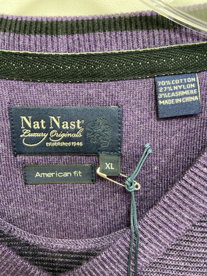 NWT Nat Nast Size XL Purple Black Ribbed Men&