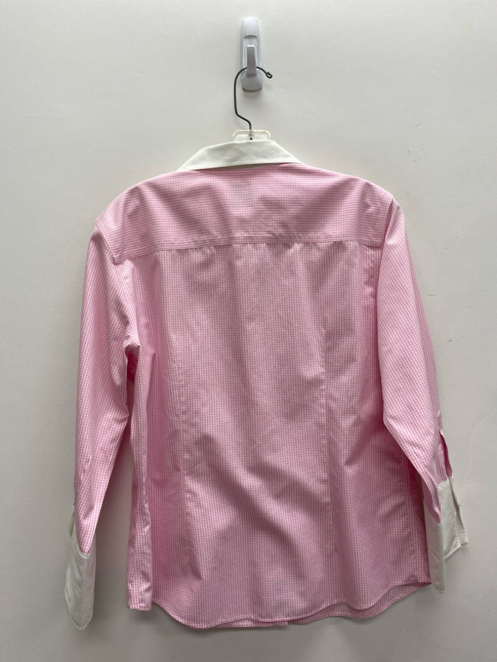 Brooks Brothers Size 10 White/Pink Checkered Button Up Ladies Top