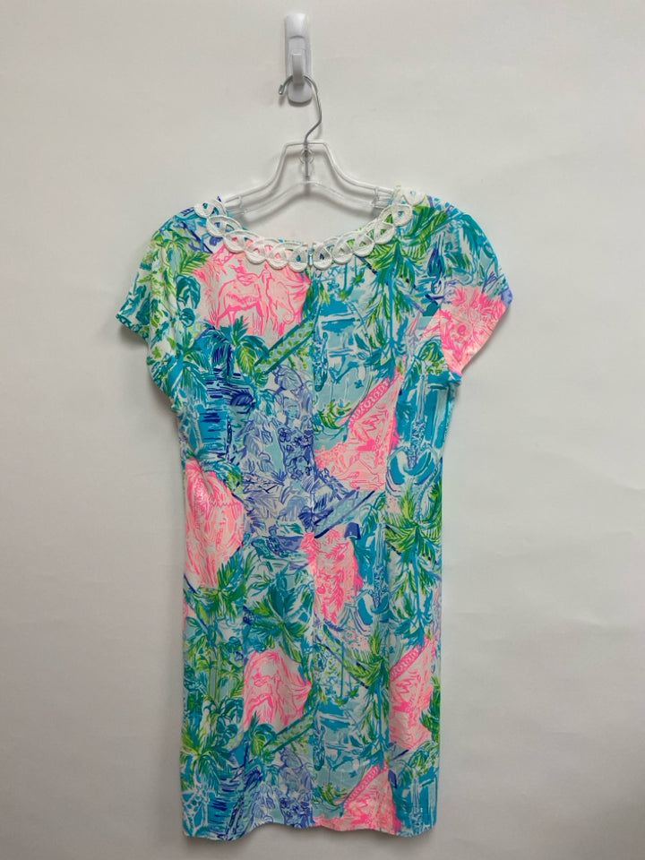 LILLY PULITZER Size 6 Aqua/Blue Pink/Multi Sleeveless Ladies Dress