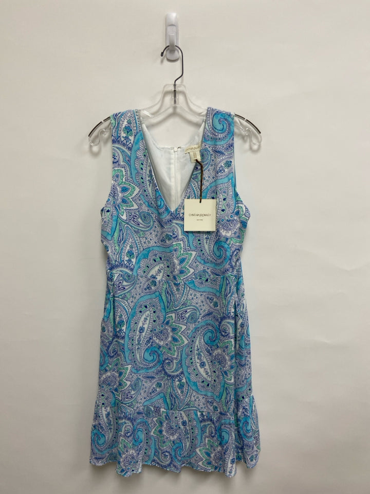 NWT Cynthia Rowley Size 12 Blue/White Navy/Aqua Paisley Sleeveless Ladies Dress