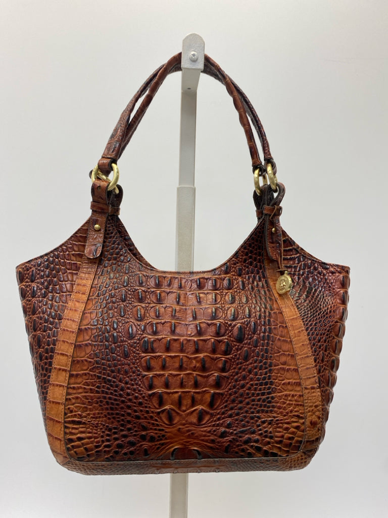 Brahmin Emily Brown Embossed Leather Handbag