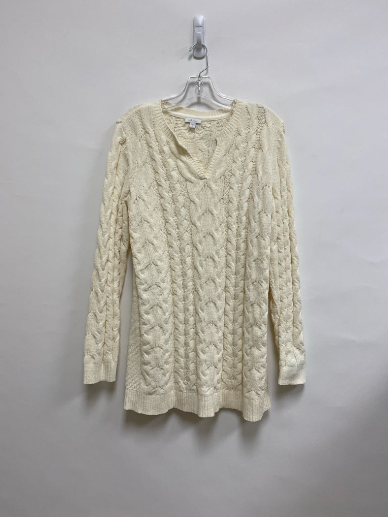 J Jill Size M Cream Cable Knit Chenille Ladies Sweater