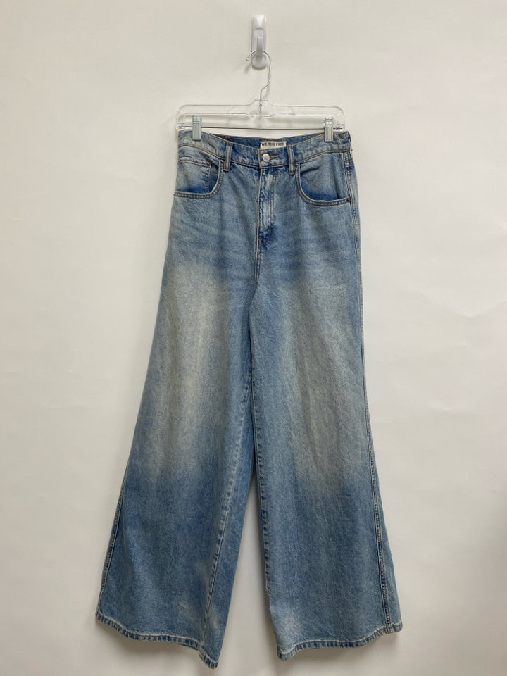 We The Free Size 28 Faded Denim Distressed Wide Leg Ladies Jeans