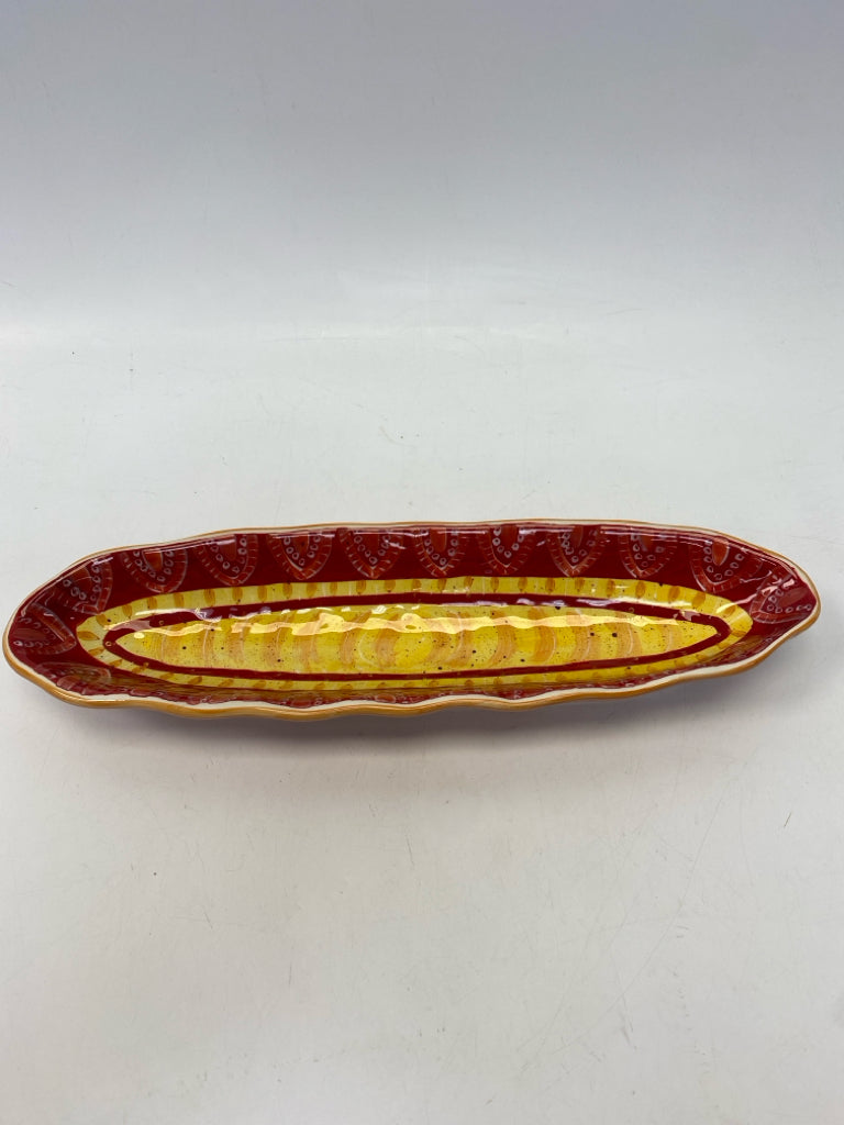 Red Yellow Southwestern Ceramic Serving Piece