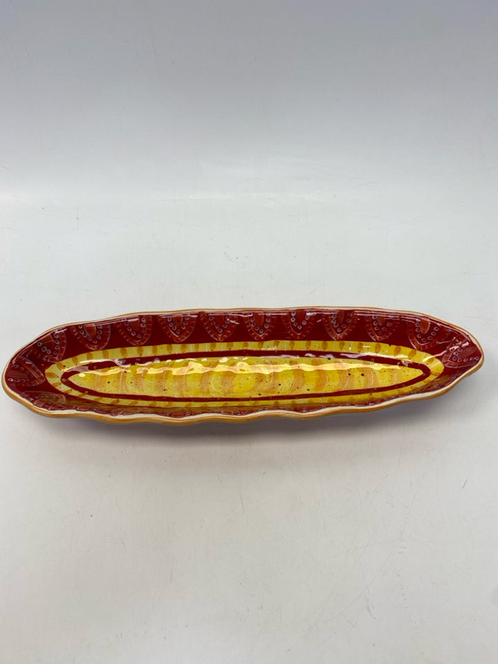 Red Yellow Southwestern Ceramic Serving Piece