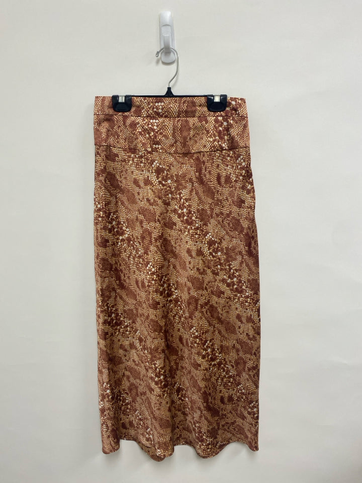Free People Size 2 Copper Cream Snake Print Maxi Ladies Skirt