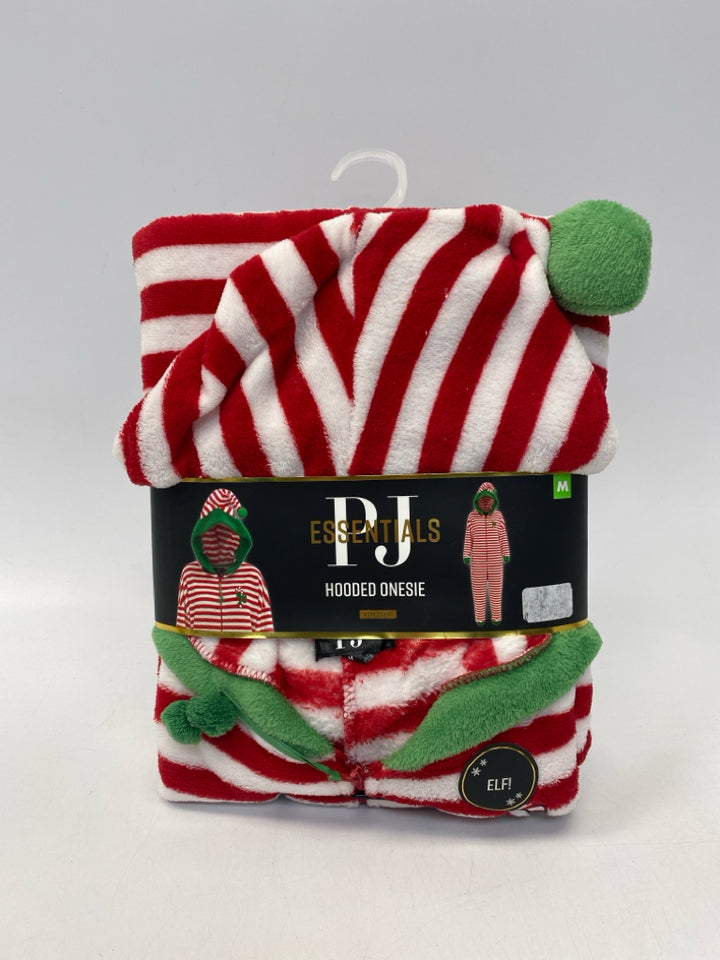 NWT Size M Red/White Green Striped Ladies 1pc Pajamas
