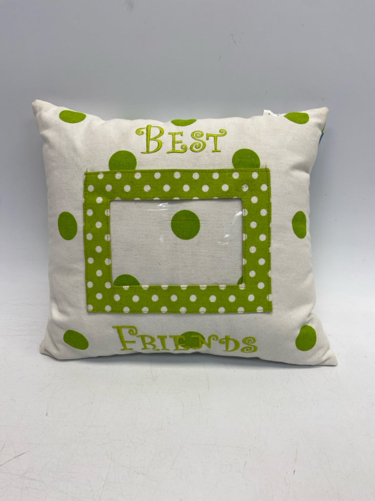 White Lime Green Polka Dot Pillow