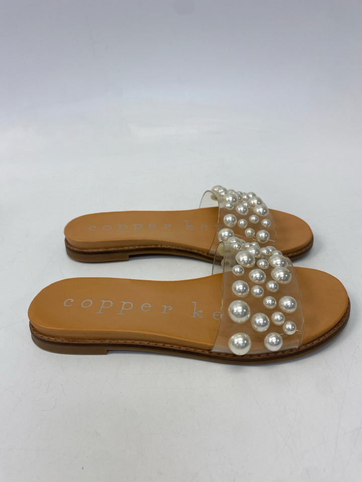 NWOT Copper Key  Size 6.5 Clear Beaded Sandals
