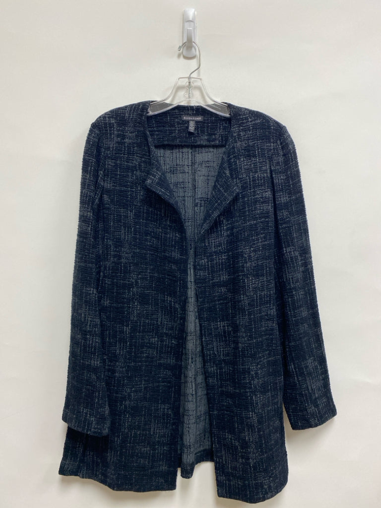 Eileen Fisher Size L Black Gray Texture Drape Ladies Jacket