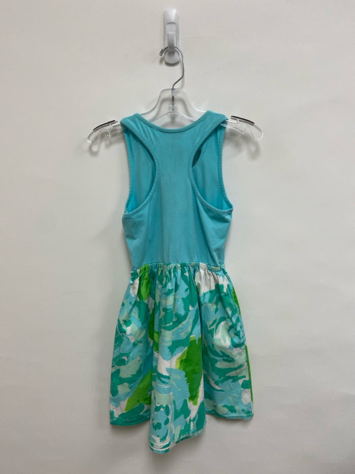 LILLY PULITZER SIZE 8/10 Aqua White/Green Ruffles Sleeveless Girl&