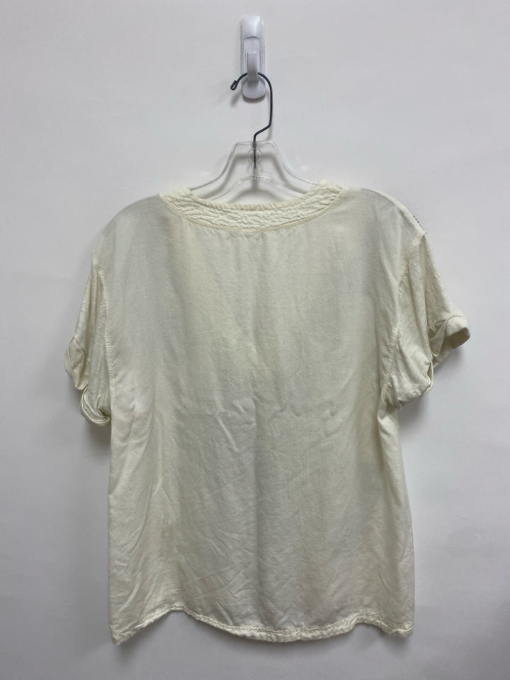 Daily PRACTICE Size XS White/Black Floral V Neck Ladies Top