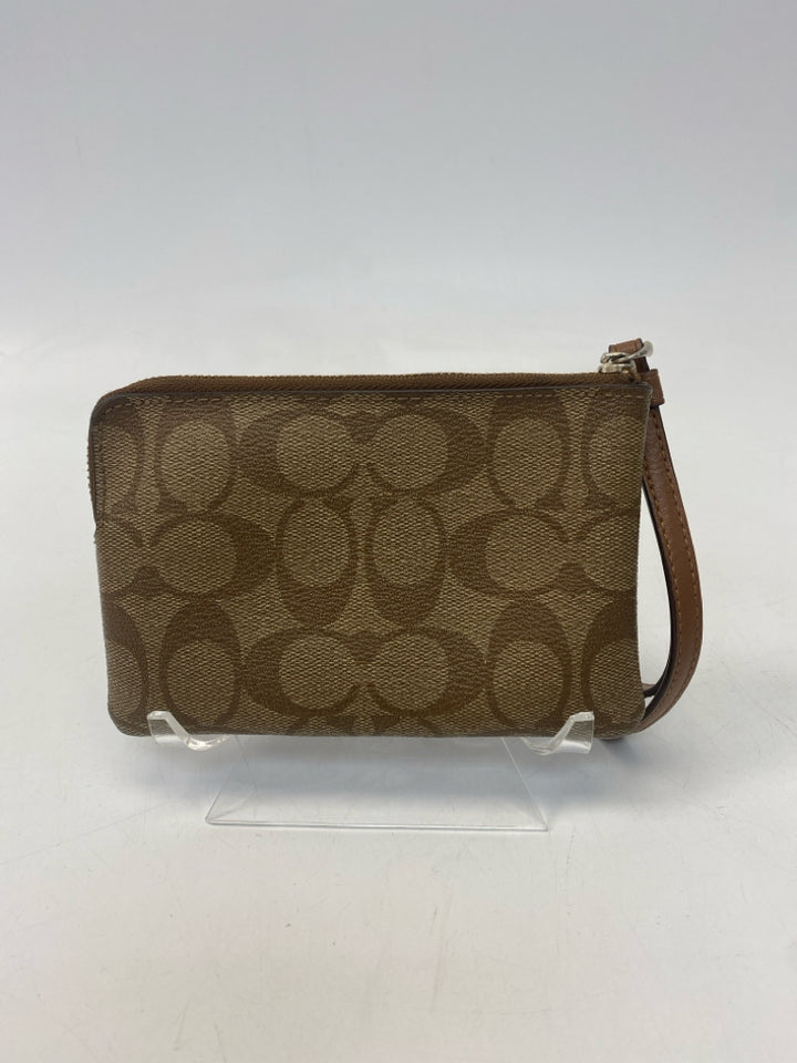 Coach Brown Logo Wristlet