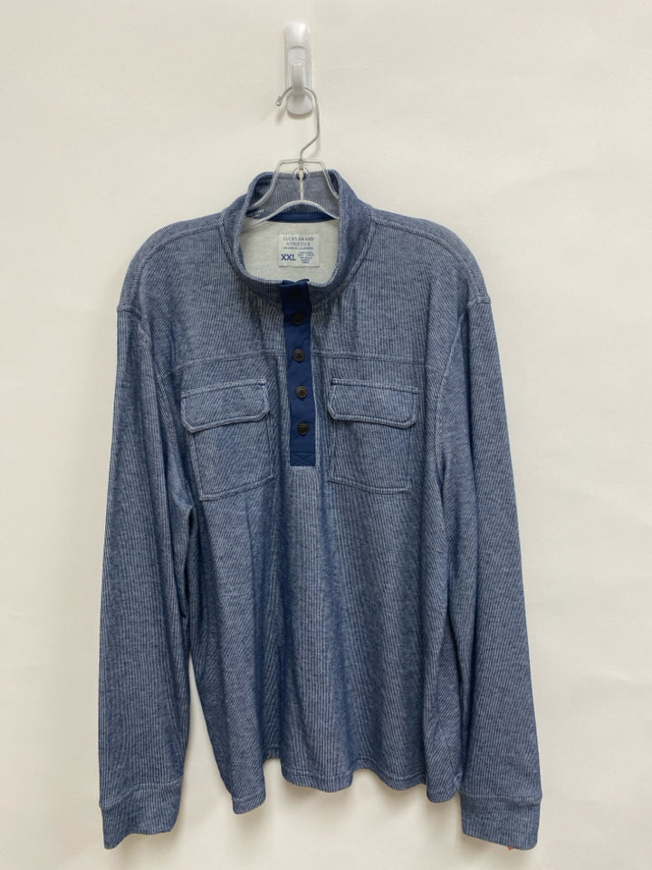 Lucky Brand Size XXL White/Navy Stripes Polo Men&