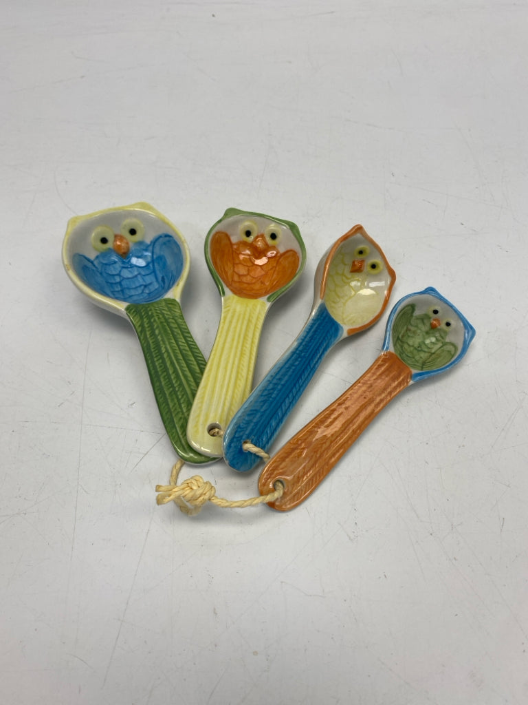 Pier 1 Multi Color Owl Ceramic Measuring Spoons
