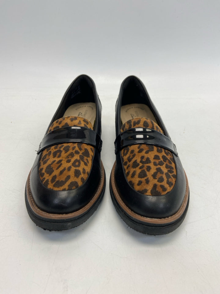 Clarks US Shoe Size 7 Black Brown Animal Print Flats