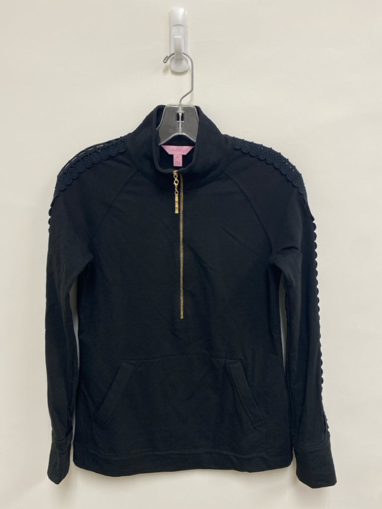 LILLY PULITZER Size XS Black Lace Quarter Zip Ladies Pullover