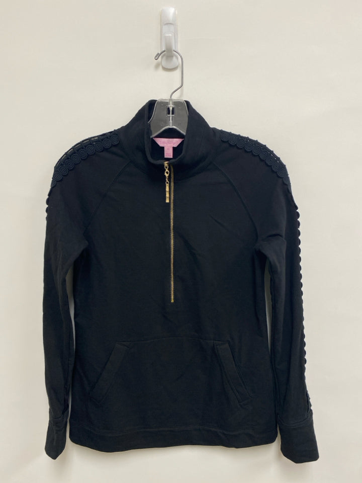 LILLY PULITZER Size XS Black Lace Quarter Zip Ladies Pullover