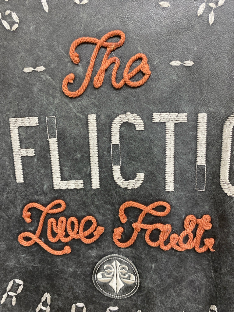 Affliction Size 2X Charcoal/Cream Zip Down Leather Men&
