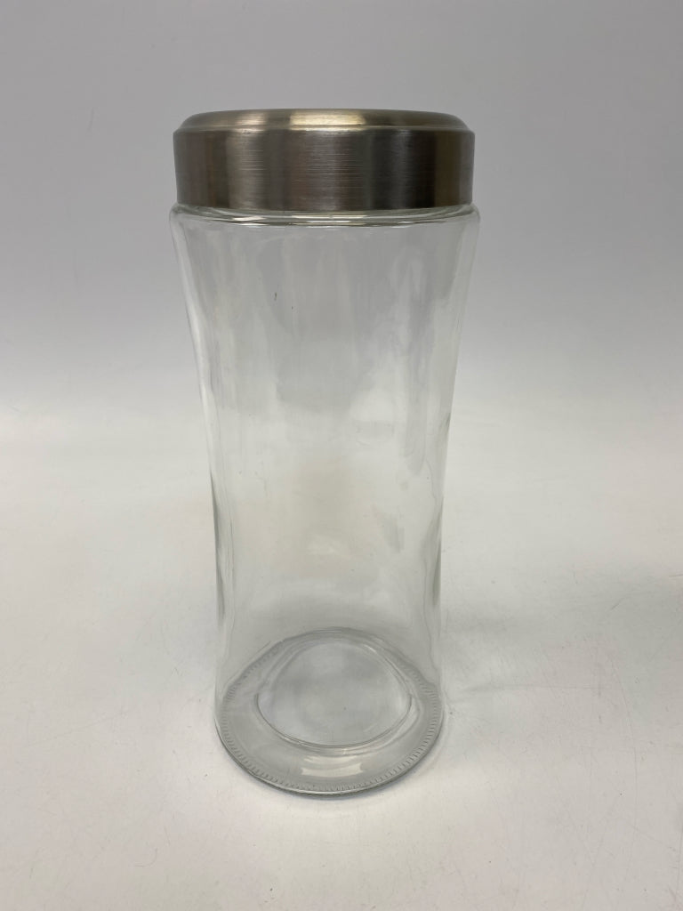 Clear Silver Glass Canister