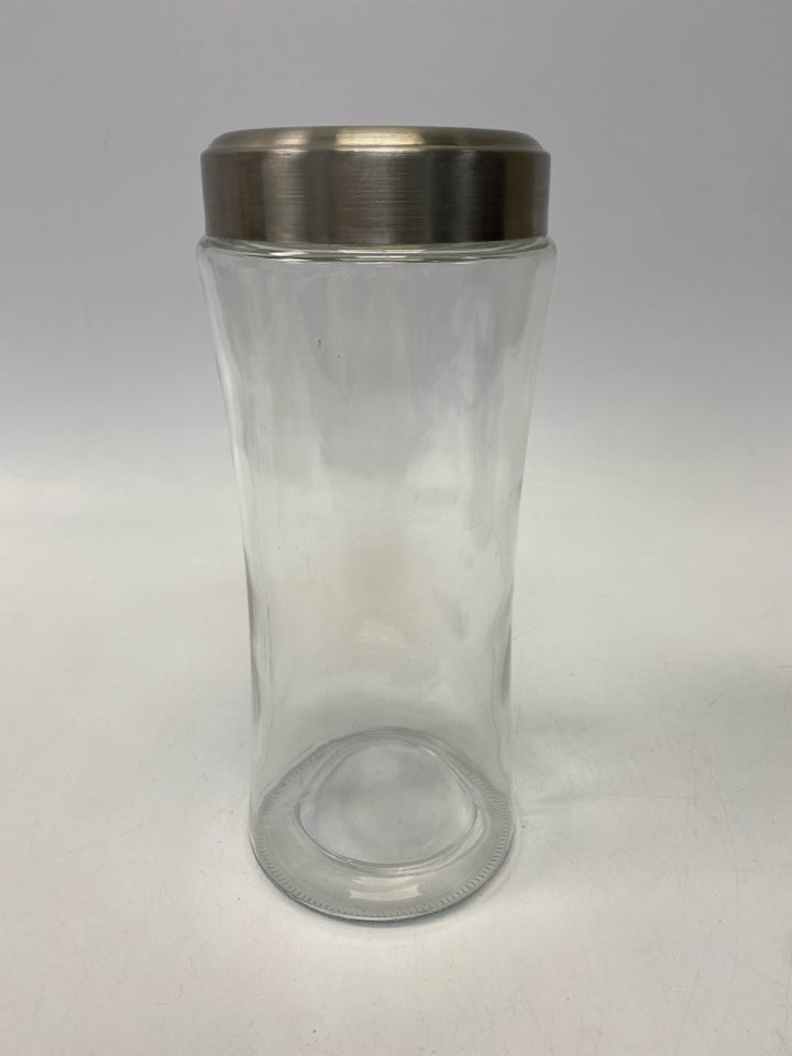 Clear Silver Glass Canister