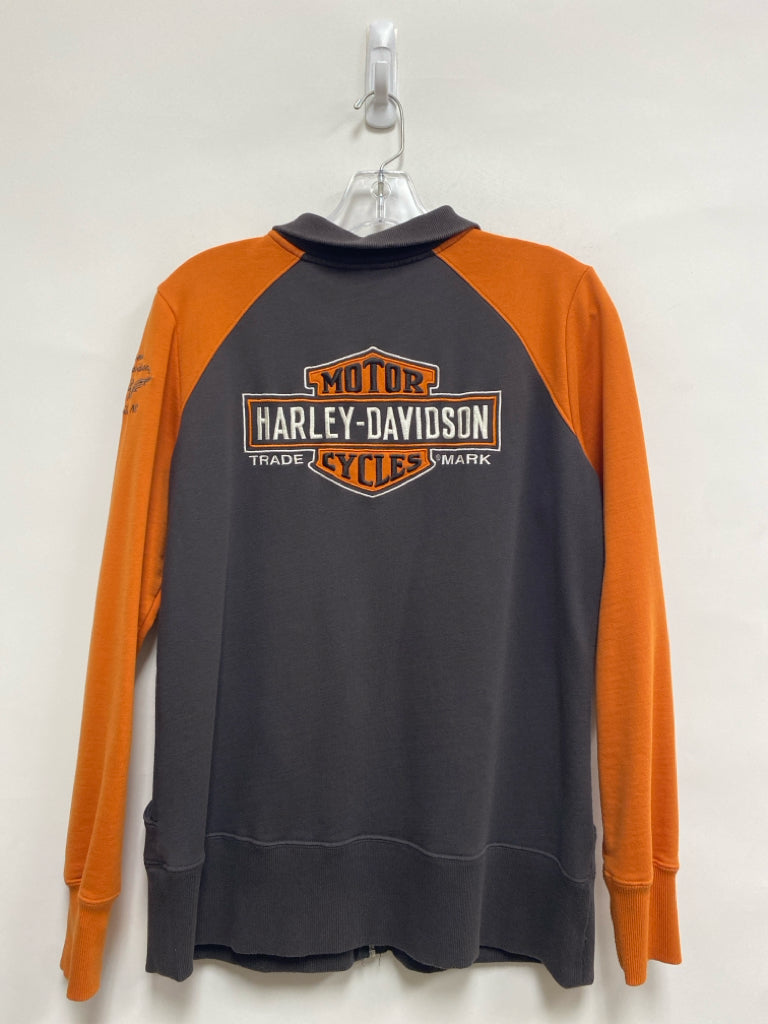 Harley-Davidson Size L Orange Charcoal Zip Down Ladies Jacket