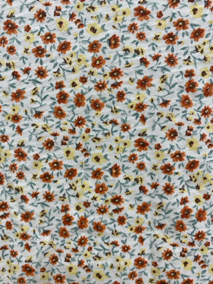 SEZANE Size XS Cream/Green Orange/Yellow Flowers Ladies Top