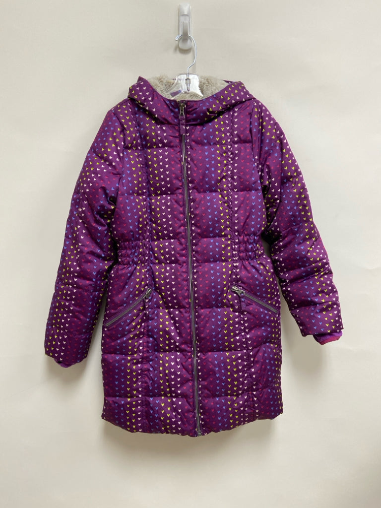 Lands End SIZE 10/12 Purple Multi Color Hearts Puffer Girl&