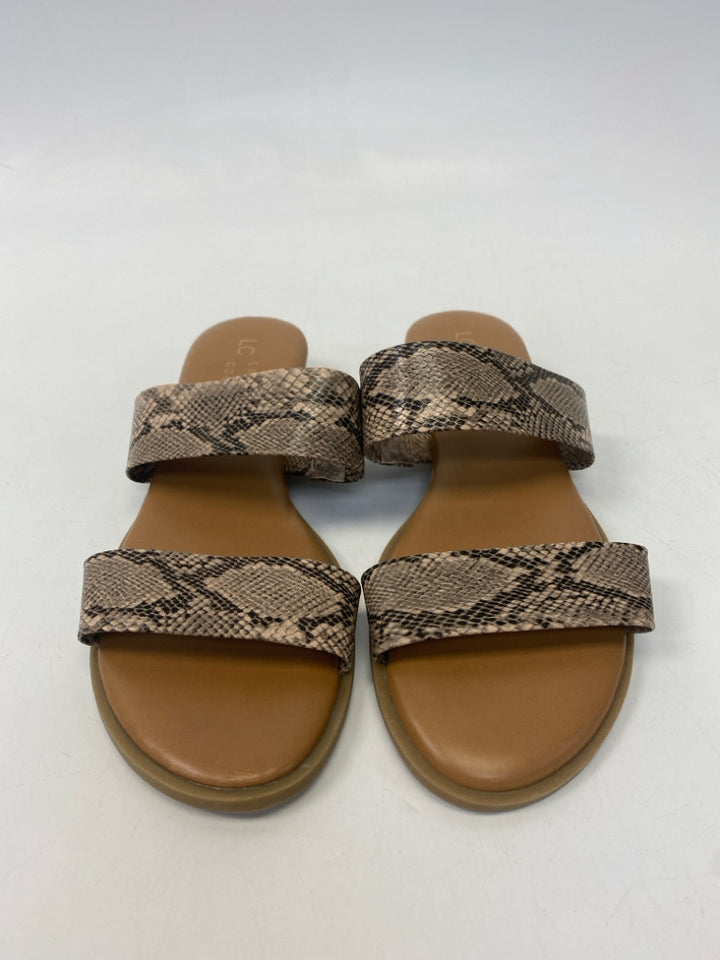 NWOT Lauren Conrad  Size 6.5 Tan Black Snakeprint Sandals