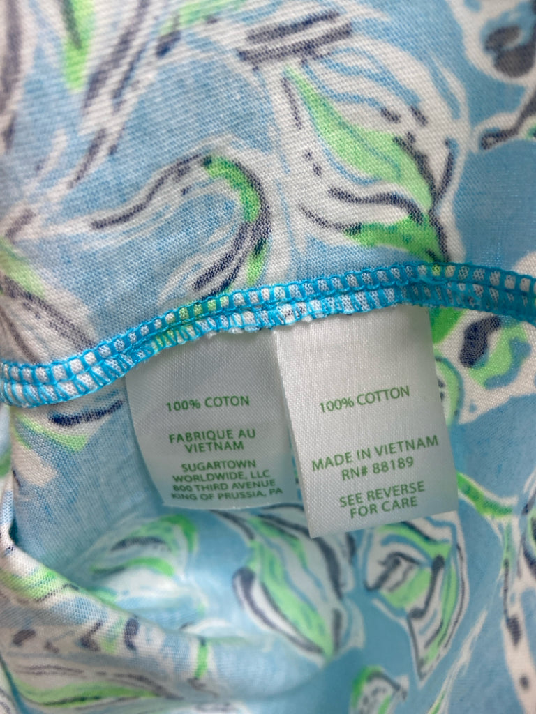 LILLY PULITZER Size L Turquoise White/Aqua Ladies Dress