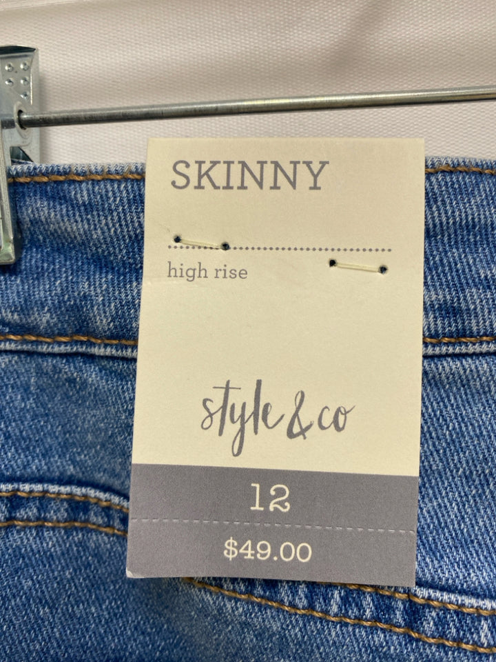 NWT Style &amp; Co. Size 12 Light Blue Distressed Ladies Jeans