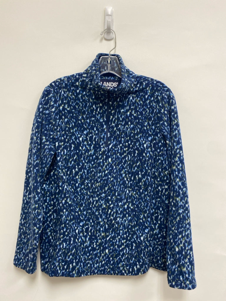 Lands End Size M Blue Green/White Abstract Ladies Pullover