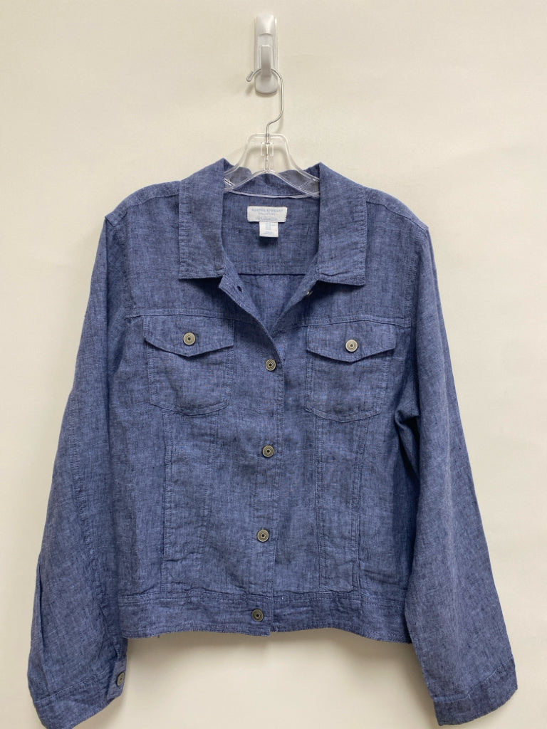 Martha Stewart Size XL Blue Linen Ladies Jacket