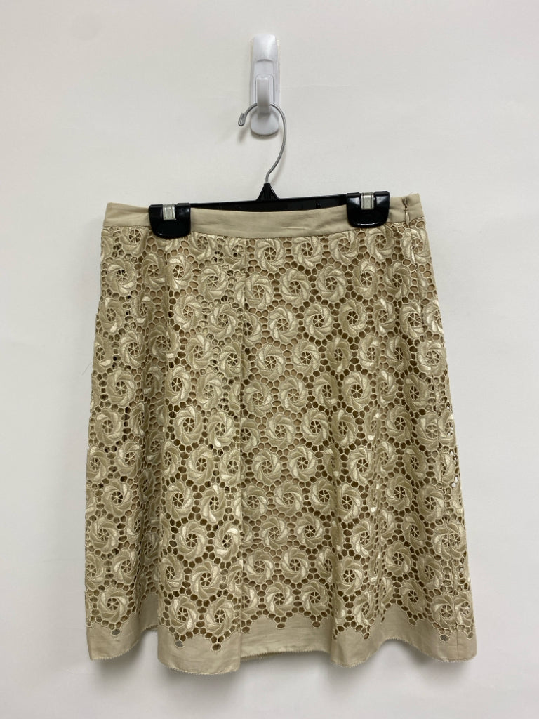 Elie Tahari Size 2 Tan Floral Lace Ladies Skirt