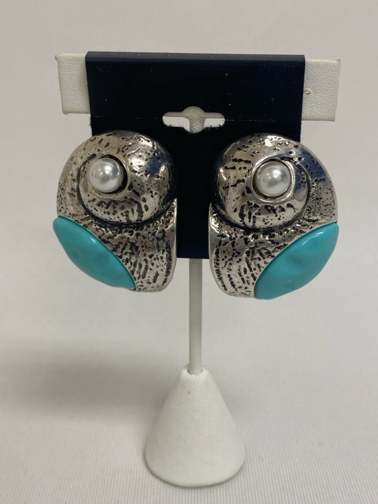 Silver Color Turquoise Shapes Earrings