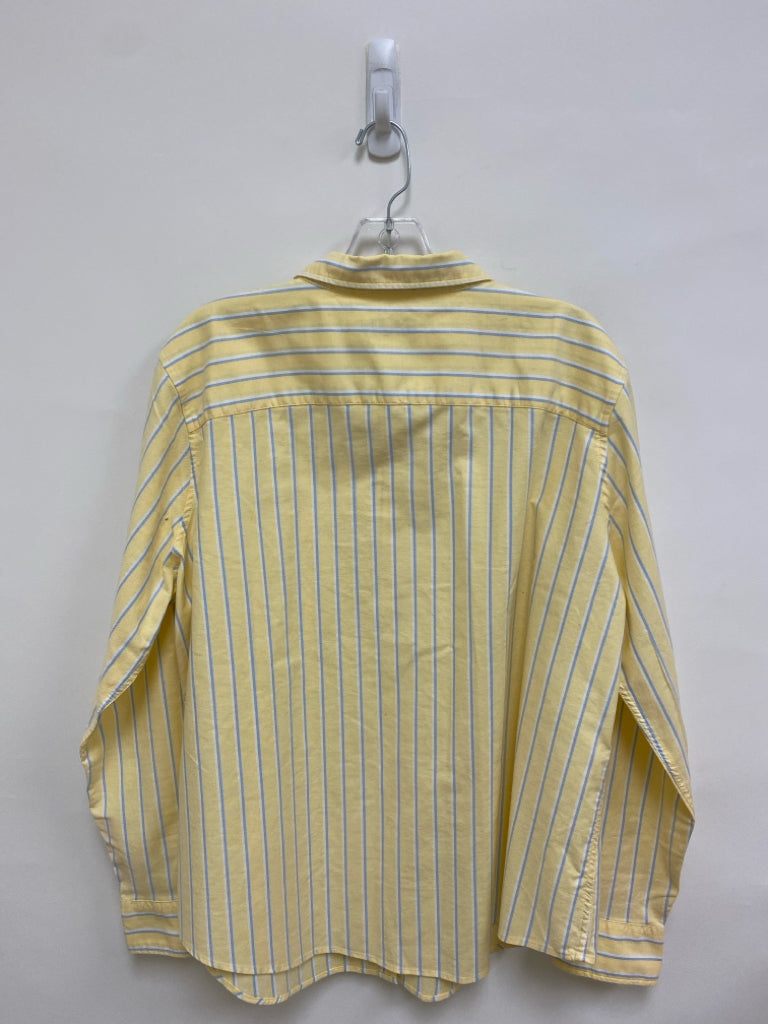 Vineyard Vines Size XL Yellow Blue/White Striped Button Up Ladies Top